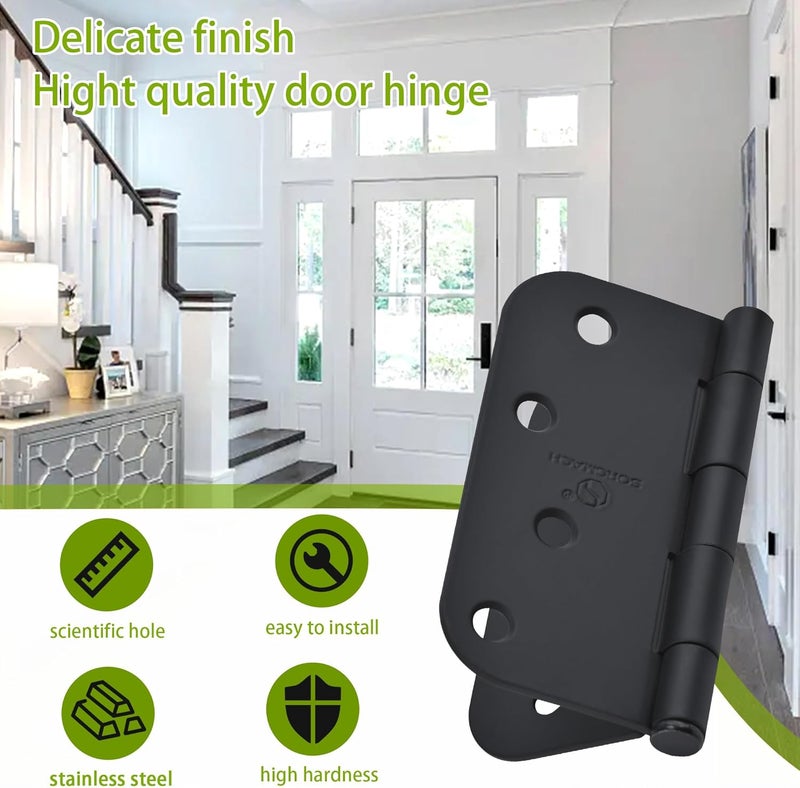 SORGMACH Door Hinge 4 Inch Interior Door Hinges Matte Black 4 Inch Interior Hinges Flat Iron Hinge 4"x 4" Door Hardware 5/8" Radius - 12 Pieces - Image 5