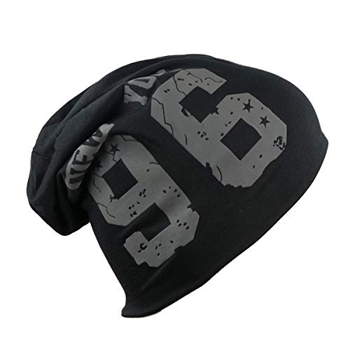 iSWEVEN Cotton Slouchy Beanie and Skull Cap for Summer, Winter, Autumn & Spring Season, Can be Used as a Helmet Cap Too - Free Size (7064A, Black) - Image 1