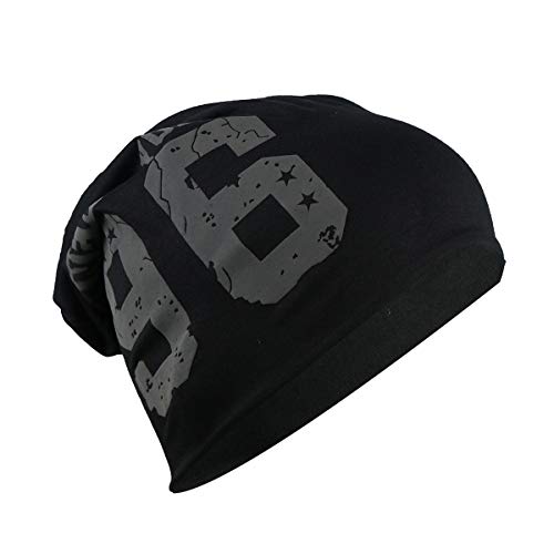iSWEVEN Cotton Slouchy Beanie and Skull Cap for Summer, Winter, Autumn & Spring Season, Can be Used as a Helmet Cap Too - Free Size (7064A, Black) - Image 2