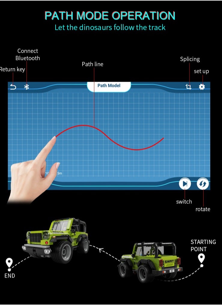 2 ways control of building block RC Jeep Car with STEM education for kids