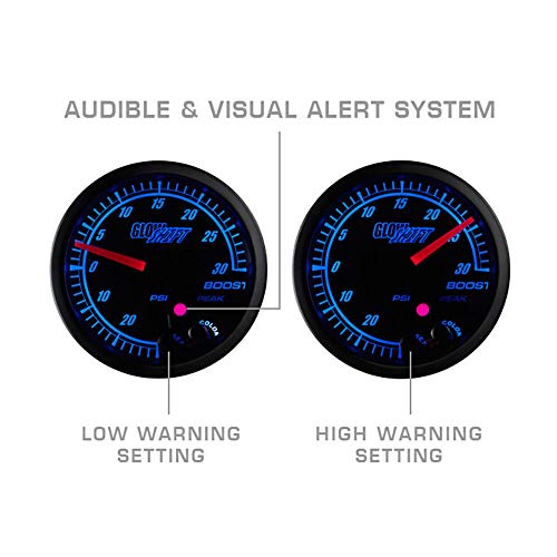 GLOWSHIFT مجموعة عداد نسبة الهواء/الوقود AFR من GlowShift Elite 10 لون - تشمل مستشعر الأكسجين، مخرج تسجيل البيانات وفتحة لحام - قرص أسود - عدسة مظللة - استرجاع الذروة - 2-1/16" 52mm - Image 4