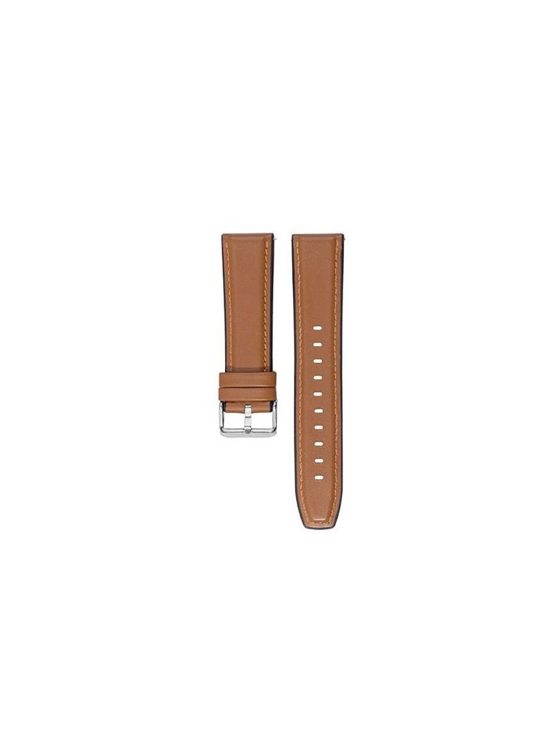 22mm Silicone Leather Replacement Strap Watchband For Honor Magic 2 46mm - Camel Silver Buckle - Image 2