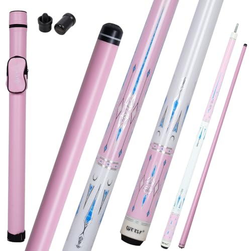 CUEELF Carbon Fiber Pool Cue Stick Leather Grip Pool Stick 58inches Carbon Shaft Technology Pink Pool Cue for Women PKPinkBlue 20 oz - Image 1