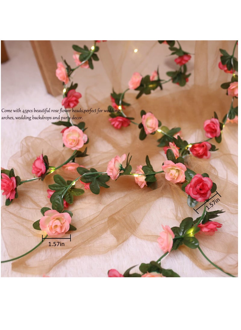 Generic - Battery Powered Rose Fairy String Lights for Wedding and Home Decor, 50 LED Artificial Flower Garland, 2 Pack - Image 1