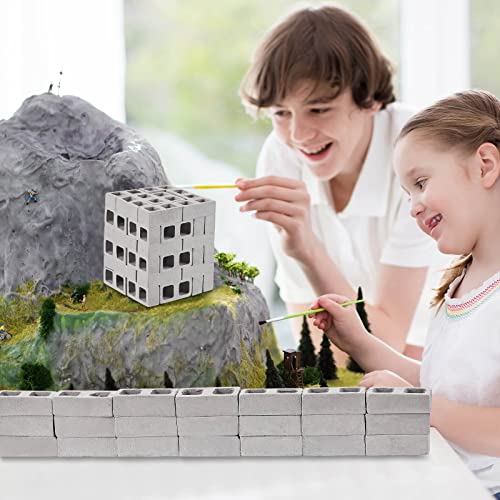 Civaner 50 Pcs Miniature 1/12 Scale Mini Bricks Concrete Tiny Dollhouse Accessories for Kitchen Garden Landscaping Model Architect Buildings DIY Construction Office Desk Toys Supplies (Gray-Square) - Image 5
