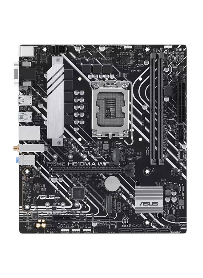 ASUS Prime H610M-A Wi-Fi Micro-ATX LGA 1700 Motherboard, Intel H610 Chipset, 2x DIMM DDR4 Slots, 64GB Max Memory, 2x M 2 Slots, 1x PCIe 4 0 x16 Slot, Wi-Fi 5 BT5 Connectivty | 90MB1C80-M0EAY0 Black - Image 2