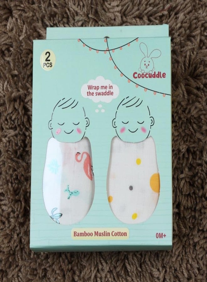Coocuddle Bamboo Muslin Swaddle: Cartoon & Plain Lemon - Set of Two, Organic Cotton, Soft & Breathable, Ideal for Newborns, Perfect for Swaddling, Daily Use & Baby Sleep - Image 5