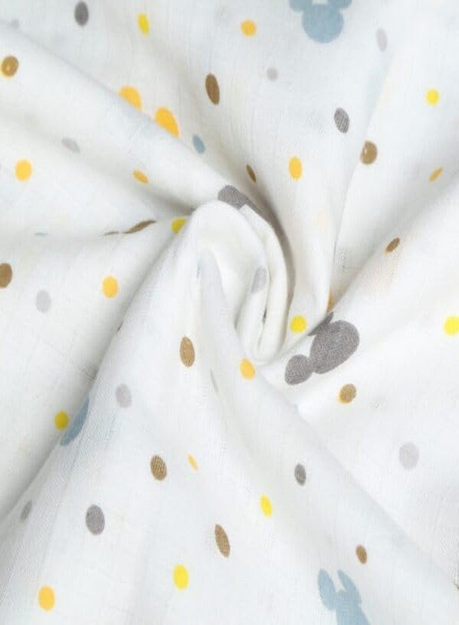 Coocuddle Bamboo Muslin Swaddle: Cartoon & Plain Lemon - Set of Two, Organic Cotton, Soft & Breathable, Ideal for Newborns, Perfect for Swaddling, Daily Use & Baby Sleep - Image 3