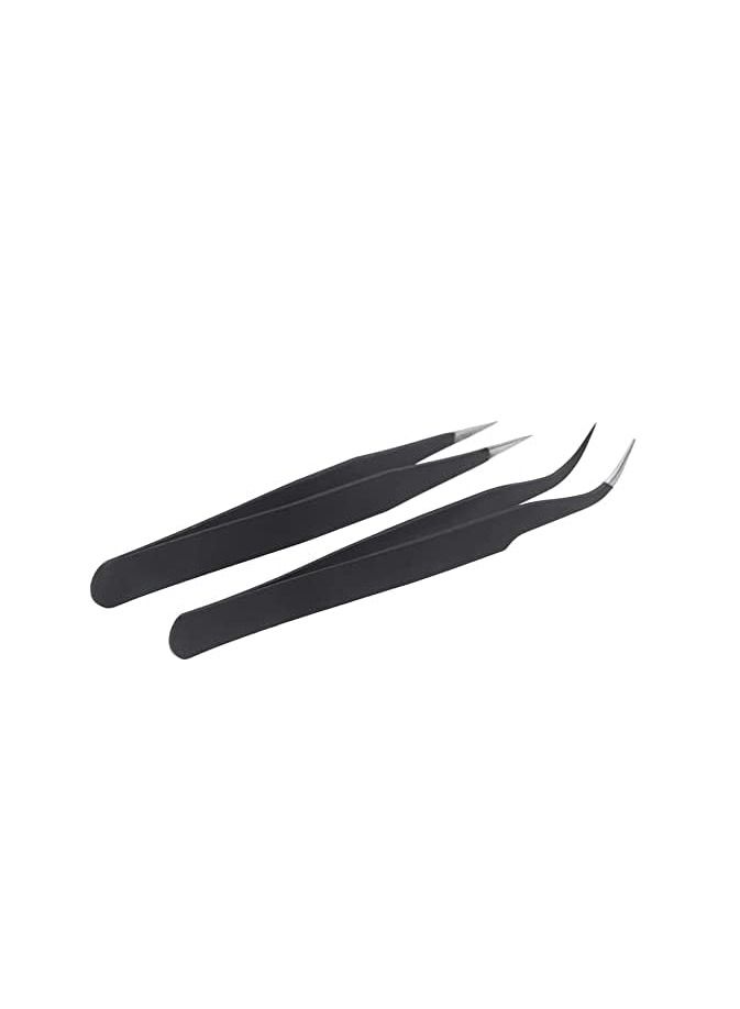 ORiTi 2 Pieces of Acrylic Gel Nail Art Rhinestones Tweezers Selection Tool Black - Image 2