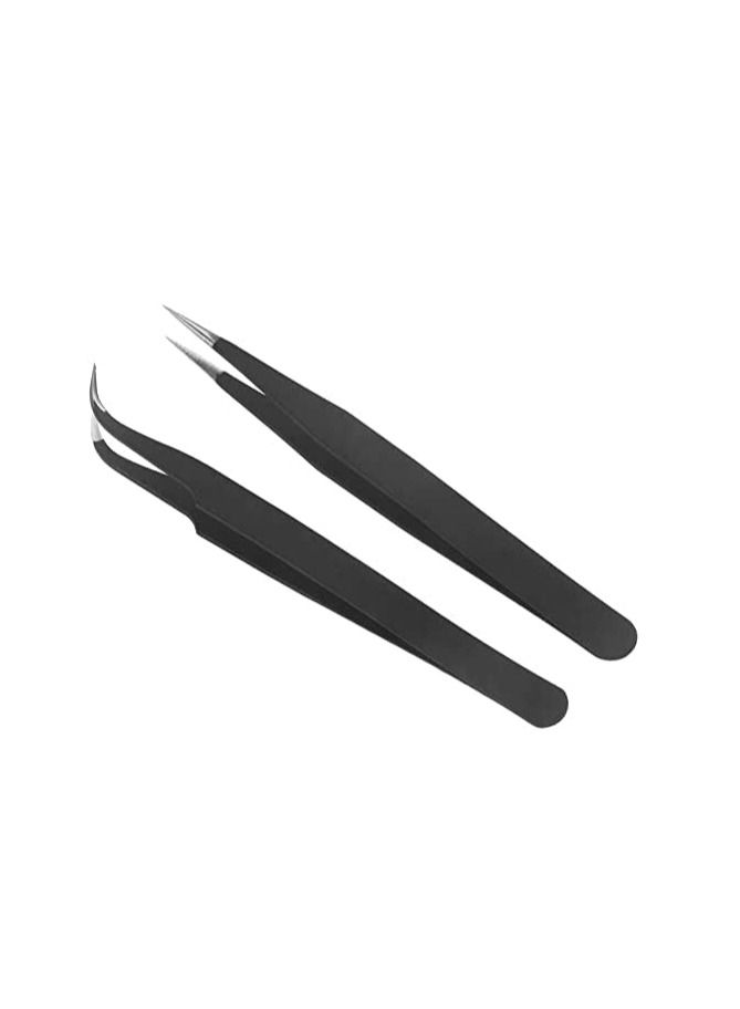 ORiTi 2 Pieces of Acrylic Gel Nail Art Rhinestones Tweezers Selection Tool Black - Image 1