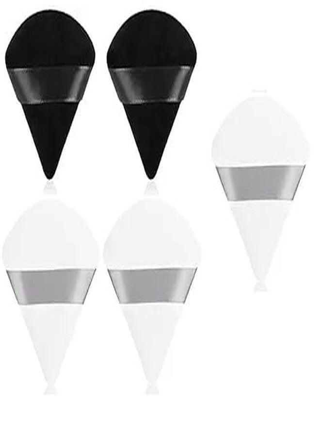 SUNISA 5 Pieces Triangle Cosmetic Loose Powder Puffs Washable Reusable Soft Plush Foundation Sponge for Face Body Wet Dry Makeup Tool- Multicolor Pack of 5 - Image 1