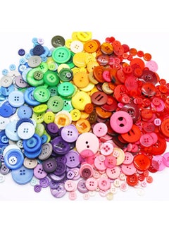 HASTHIP HASTHIP® 300Pcs Colorful Buttons for Sweater, Resin Plastic Buttons for Crafts Clothes Sewing, Assorted Sizes Round Shirt Button for DIY Crafts, Painting for Kids Activitiy  - Image 1
