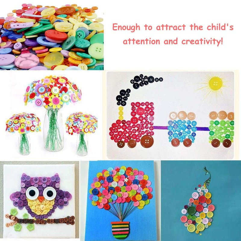 HASTHIP HASTHIP® 300Pcs Colorful Buttons for Sweater, Resin Plastic Buttons for Crafts Clothes Sewing, Assorted Sizes Round Shirt Button for DIY Crafts, Painting for Kids Activitiy - Image 4