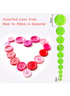 HASTHIP HASTHIP® 300Pcs Colorful Buttons for Sweater, Resin Plastic Buttons for Crafts Clothes Sewing, Assorted Sizes Round Shirt Button for DIY Crafts, Painting for Kids Activitiy  - Image 2