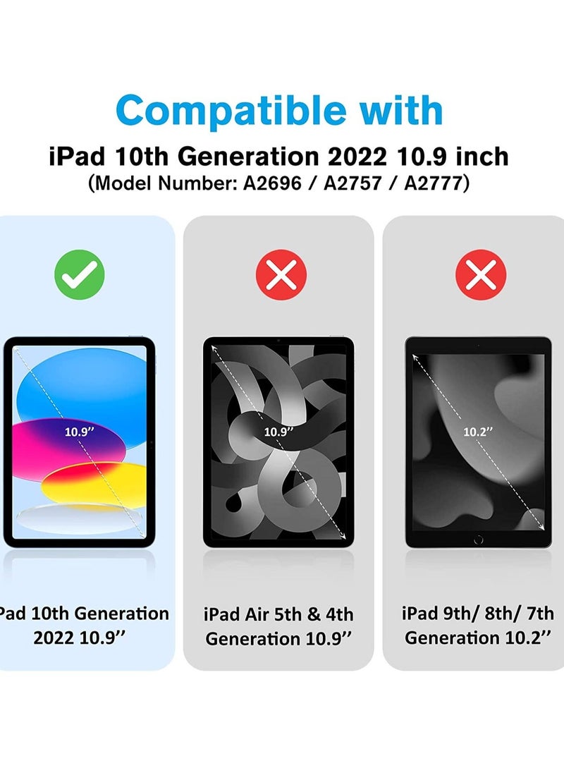 iPad 10th Generation Case 2022 iPad 10.9 Inch Case, iPad 10 Case Slim Stand Hard Shell Back Protective Smart Cover for 10.9” iPad 10th Gen 2022 Release A2696 A2757 A2777 -Black
