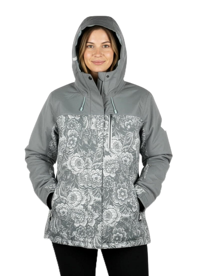 Roxy Women's Jetty Block Jacket – 10K Waterproof, Insulated Snow Jacket, PFAS-Free, Recycled Fabric, Grey Mix, X-Large - Image 1