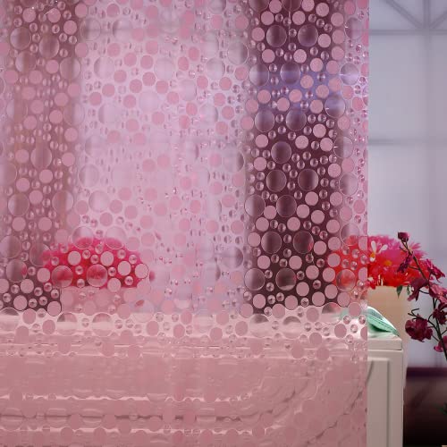 Ga-Geetopia EVA Pink Thin Shower Curtain Liner, Pebble Pattern 72x72 Inch Lightweight Plastic Bathroom Shower Showroom Inner Curtain with Rustproof Metal Grommets and Weighted Magnets(No Hooks) - Image 1