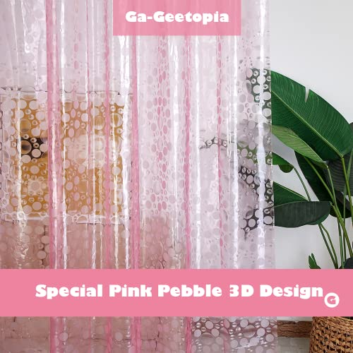 Ga-Geetopia EVA Pink Thin Shower Curtain Liner, Pebble Pattern 72x72 Inch Lightweight Plastic Bathroom Shower Showroom Inner Curtain with Rustproof Metal Grommets and Weighted Magnets(No Hooks) - Image 3