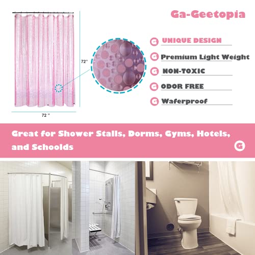 Ga-Geetopia EVA Pink Thin Shower Curtain Liner, Pebble Pattern 72x72 Inch Lightweight Plastic Bathroom Shower Showroom Inner Curtain with Rustproof Metal Grommets and Weighted Magnets(No Hooks) - Image 2