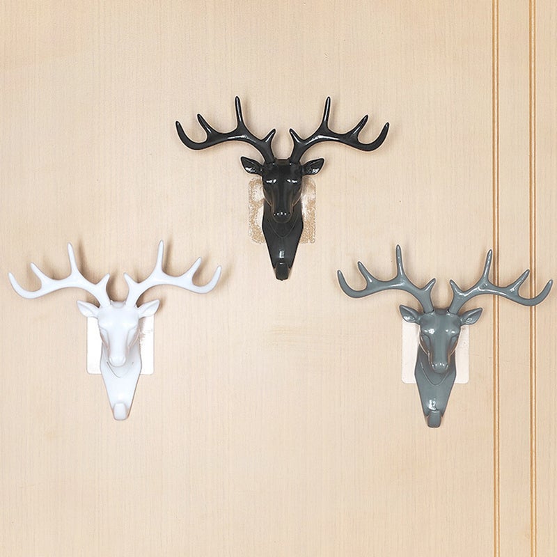 ear Head Wall Hanger Animal Antler Self Adhesive Door Hook Bag Keys Sticky Holder Home Décor Rack - Image 1