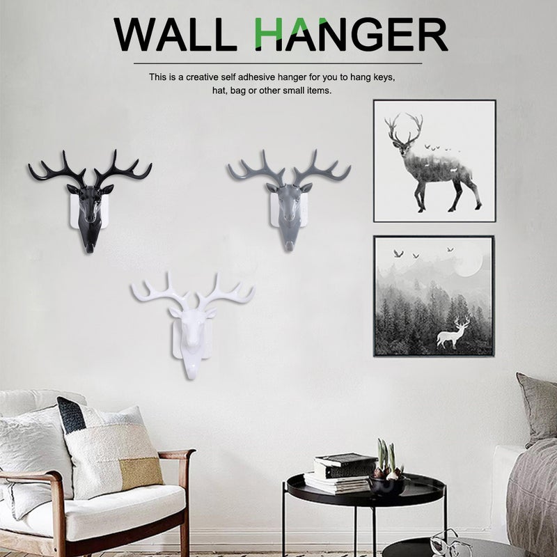 ear Head Wall Hanger Animal Antler Self Adhesive Door Hook Bag Keys Sticky Holder Home Décor Rack - Image 3