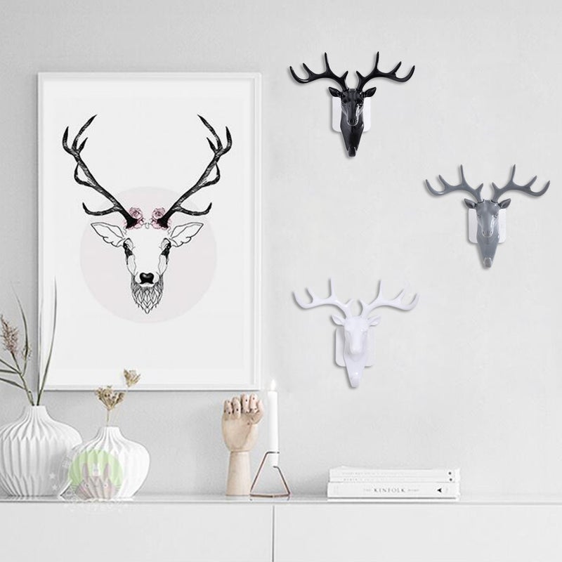 ear Head Wall Hanger Animal Antler Self Adhesive Door Hook Bag Keys Sticky Holder Home Décor Rack - Image 5