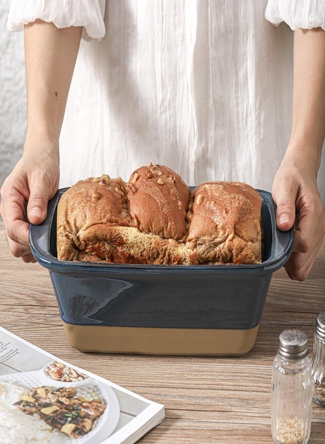 HVH Ceramic Loaf Pan for Baking Bread, 9 x 5 inch Baking Bread Loaf Pan, Rectangular Bread Pan, Bread Baking Pan for Cooking, Farmhouse Style (Blue) - Image 3