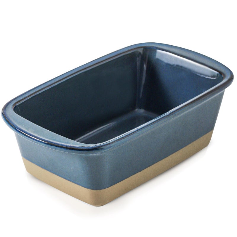 HVH Ceramic Loaf Pan for Baking Bread, 9 x 5 inch Baking Bread Loaf Pan, Rectangular Bread Pan, Bread Baking Pan for Cooking, Farmhouse Style (Blue) - Image 1