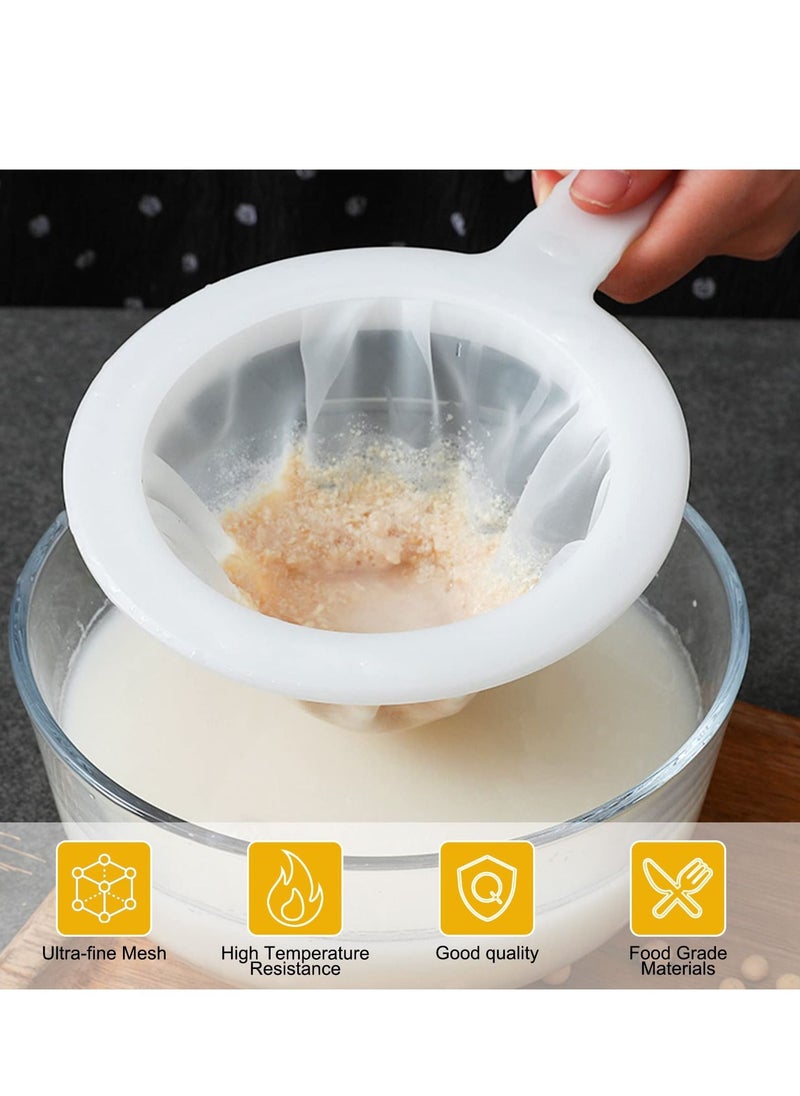 Y&D Food Fine Mesh Strainer 3pcs Nylon Superfine Colander with Handle Reusable Suitable for Soy Milk Juice Cold Brew Coffee Kitchen Residue Separator (100/200/400 Mesh)  - Image 2