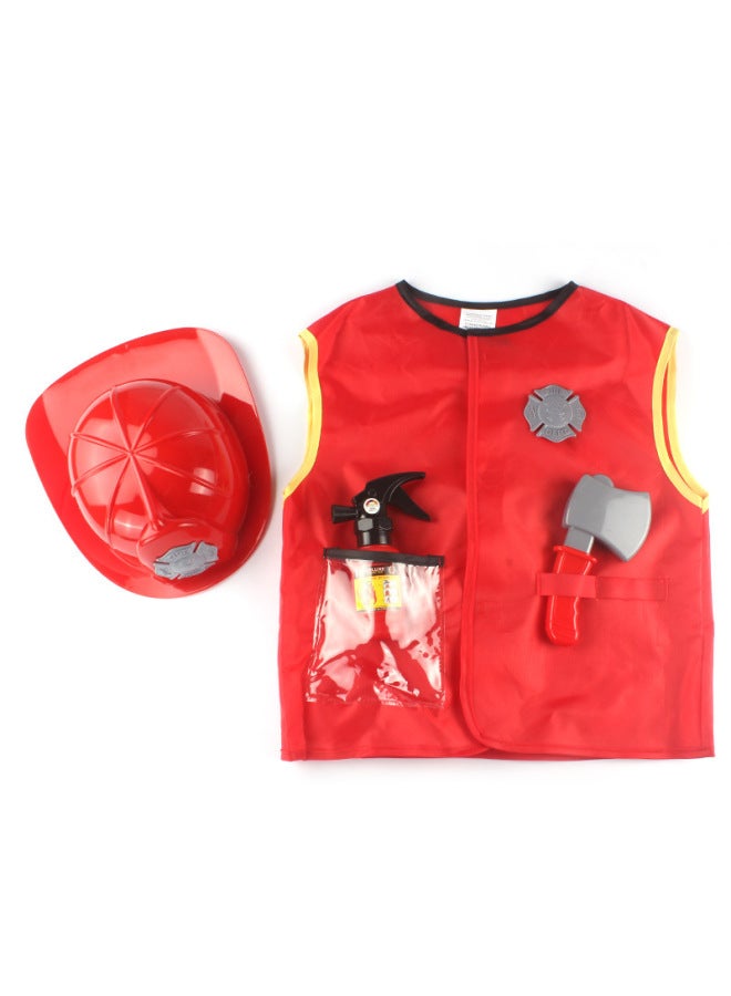 Play House Toy Simulation Children's Fire Clothing Professional Role Play Firefighter Vest Vest Hat Clothing-Color:584 Fire Suit 450g  - Image 5