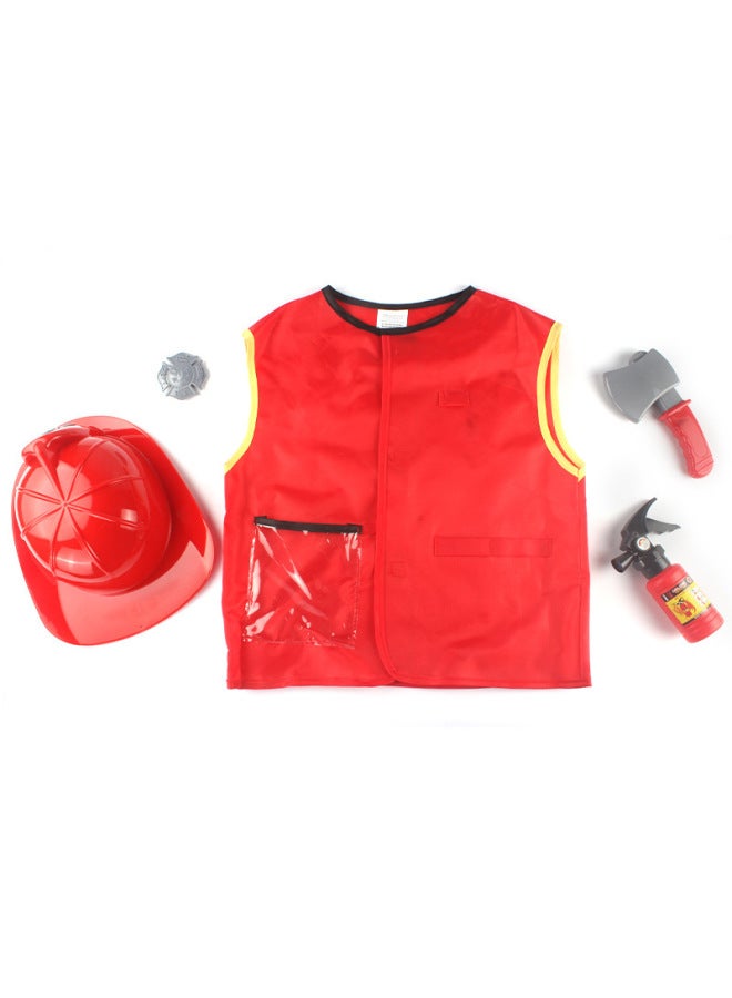 Play House Toy Simulation Children's Fire Clothing Professional Role Play Firefighter Vest Vest Hat Clothing-Color:584 Fire Suit 450g  - Image 4