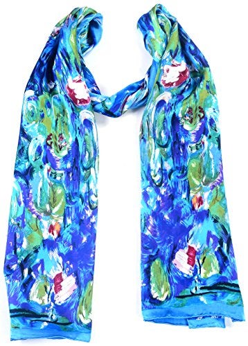 Salutto Women 100% Silk Scarves PaintedLotus Pond Scarf - Image 2