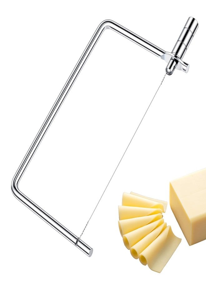 Guduling Cheese Slicers,Stainless Steel Wire Cheese Cutter with Adjustable Thickness,Portable Cheeses Slicer Board,Dual-Purpose Butter & Cheeses Cutter, Includes 3 Extra Replacement Wire - Image 1