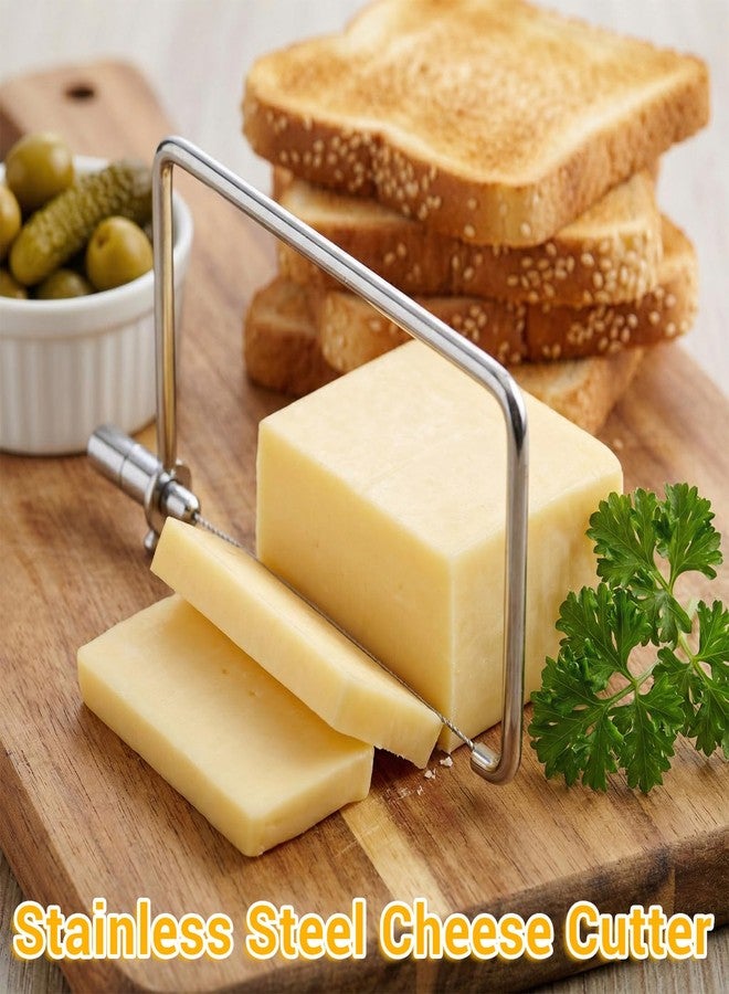 Guduling Cheese Slicers,Stainless Steel Wire Cheese Cutter with Adjustable Thickness,Portable Cheeses Slicer Board,Dual-Purpose Butter & Cheeses Cutter, Includes 3 Extra Replacement Wire - Image 4
