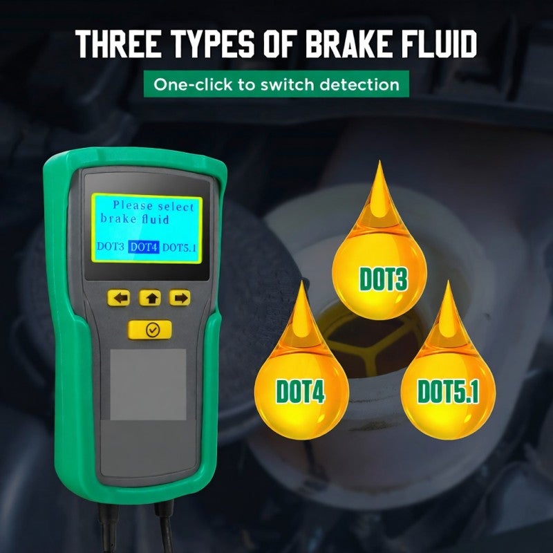 Car Brake Fluid Tester: Black And Green, One-Click Switch For DOT3 DOT4 DOT5.1, High-Accuracy Probe - Clear Screen Display, Audible Visual Alarm For Automotive Maintenance Professionals - Image 4