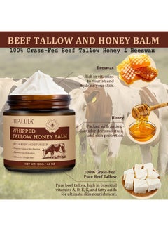 HUALIJIA Tallow and Honey Balm for Face, 2PCS Beef Tallow for Skin (4.2 Oz), Tallow Face Moisturizer, Organic Grass Fed Whipped Beef Tallow Cream, Deeply Hydrates and Moisturizes Face Body, Fast Absorption  - Image 2
