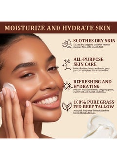 HUALIJIA Tallow and Honey Balm for Face, 2PCS Beef Tallow for Skin (4.2 Oz), Tallow Face Moisturizer, Organic Grass Fed Whipped Beef Tallow Cream, Deeply Hydrates and Moisturizes Face Body, Fast Absorption  - Image 4