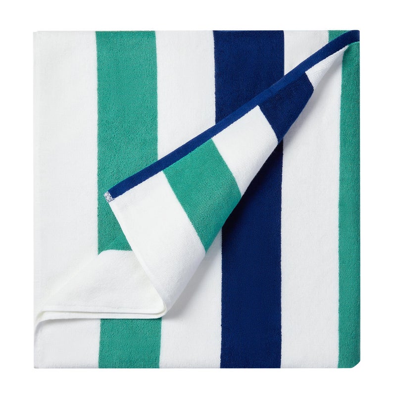 Bornbay Cotton Oversized Beach Towel  Extra Large 40X70 Plush Thick Pool Towel XL Fluffy Stripe Beach Towels Teal Swimming Towel for Adults Mens Women White Teal Blue