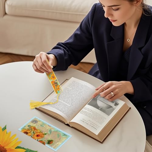 Kinsound 4pcs Metal Bookmarks with Tassel, Van Gogh Monet Oil Painting Theme Cute Book Markers for Reading Women, Book Lovers, Reading Accessories Gifts for Book Lovers - Image 4