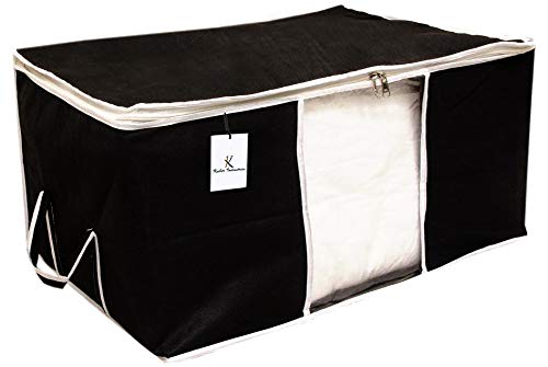 Kuber Industries CTKTC34427 Rectangular Non Woven Underbed Storage Bag Blanket Cover with Window Extra Large Black Transparent 2 Piece - Image 5