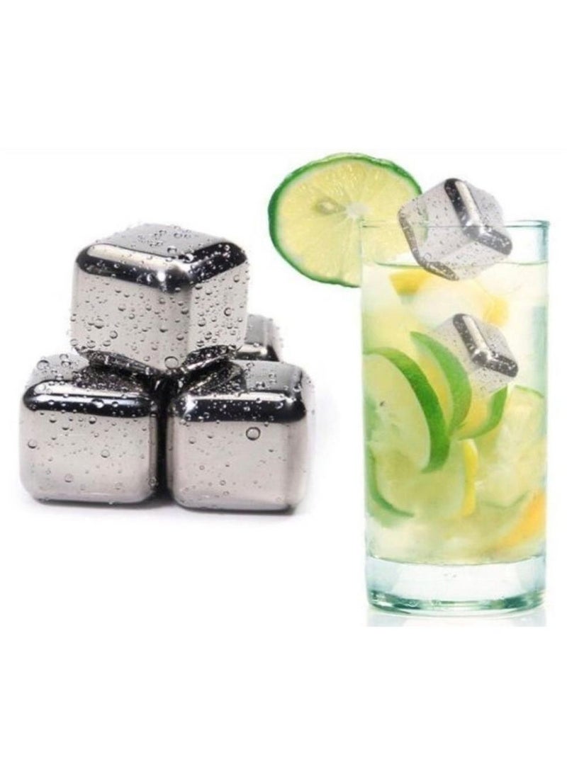 Generic - Set of 12 reusable stainless steel ice cubes with tongs and storage trays for quick cooling and preserving the flavour of drinks - Image 1