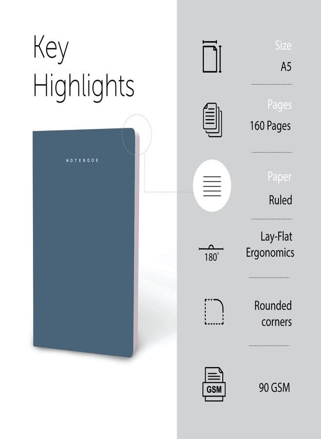 FACTOR NOTES A5 Notebook: 90 GSM | Ruled | 160 Pages (Winter Blue) - Image 2
