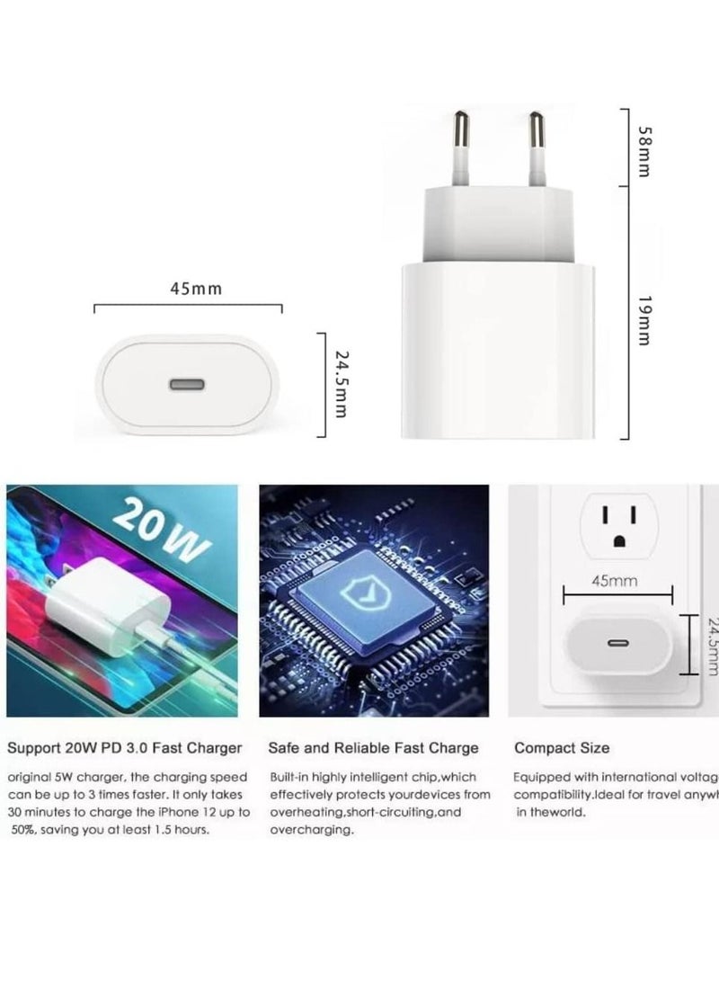 Fast 20W USB-C Brazilian and Plug Adapter for iPhone 13/13 Pro/iPhone 12/12 Mini/12 Pro/12 Pro Max/11 Pro Max/XS Max/XS/XR/X,iPad Pro  - Image 2