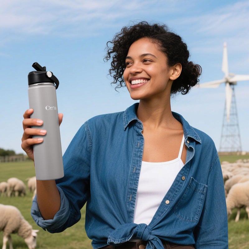 Cierto 24 oz Insulated Water Bottle with Straw, Stainless Steel Double Wall Vacuum Water Bottles with Leakproof Lid for Men Women, School Boys Girls, Fits in Car Cup Holder, Gym, Office, BPA Free -G - Image 4