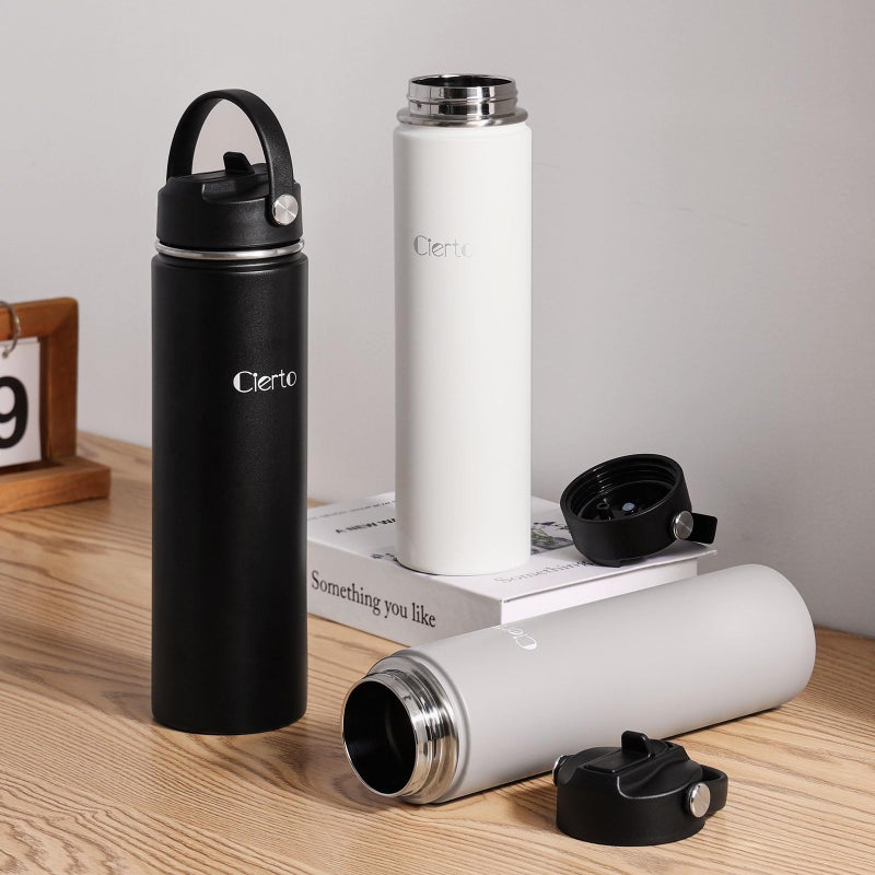 Cierto 24 oz Insulated Water Bottle with Straw, Stainless Steel Double Wall Vacuum Water Bottles with Leakproof Lid for Men Women, School Boys Girls, Fits in Car Cup Holder, Gym, Office, BPA Free -G - Image 5
