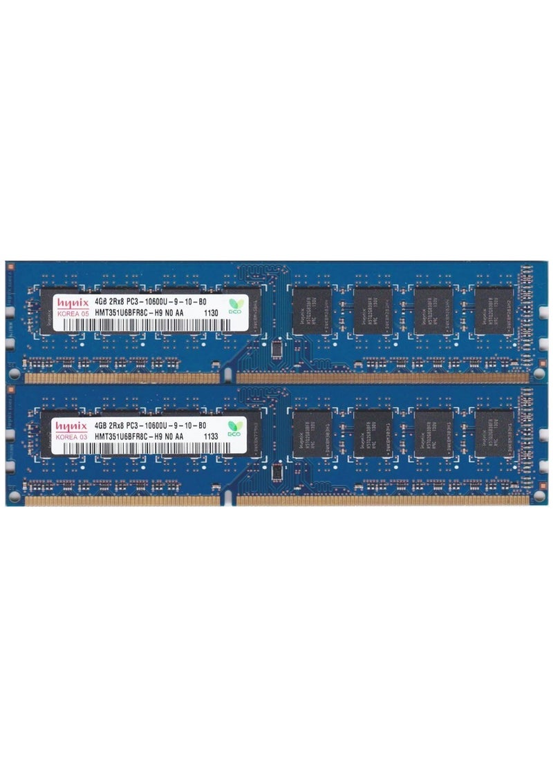 Hynix Hynix HMT351U6CFR8C-H9 2x4GB 240-pin DIMM 8GB DDR3 PC3-10600U Dual-Core Non-ECC RAM Module AH5523  - Image 1