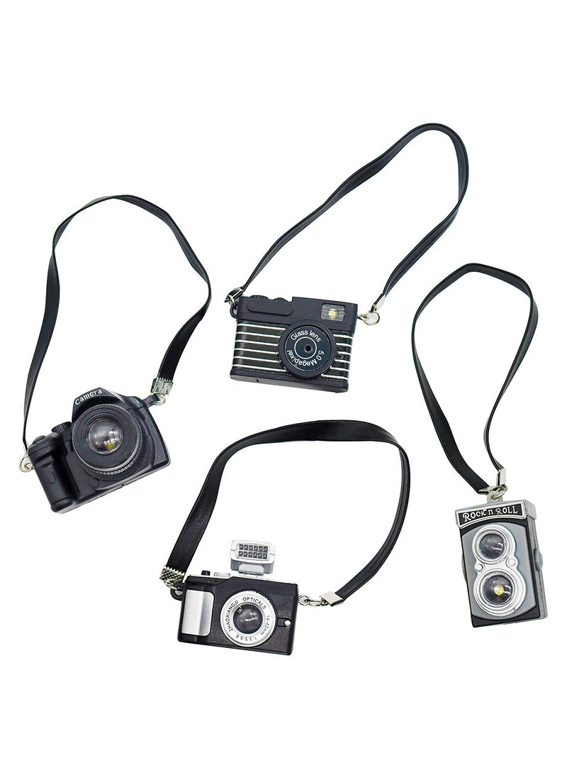 SYOSI Mini Camera for Dolls, 1:4 Scale Miniature SLR Camera Mini Camera Ornament with Flash and Shutter Sound, Vintage Camera Model Digital SLR Camera, 4 Pcs  - Image 1