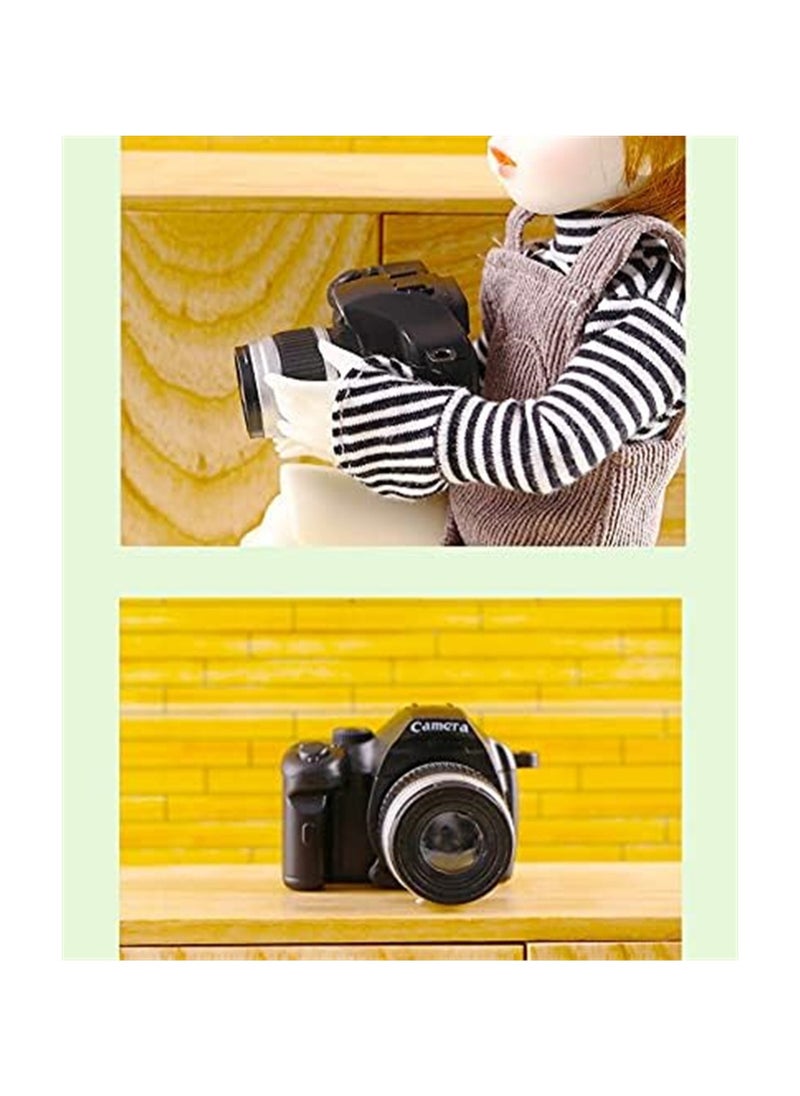 SYOSI Mini Camera for Dolls, 1:4 Scale Miniature SLR Camera Mini Camera Ornament with Flash and Shutter Sound, Vintage Camera Model Digital SLR Camera, 4 Pcs  - Image 4