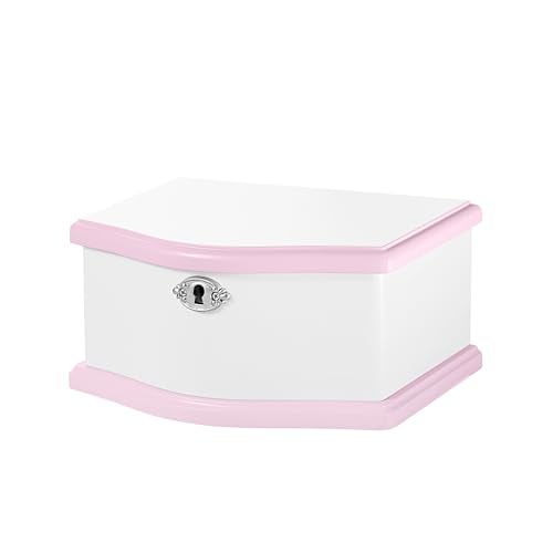 Jozen Gift Medium Ballerina Musical Jewelry Box with Mirror for Girls,Kid's Jewelry Storage Music Chest- (white/pink) - Image 2