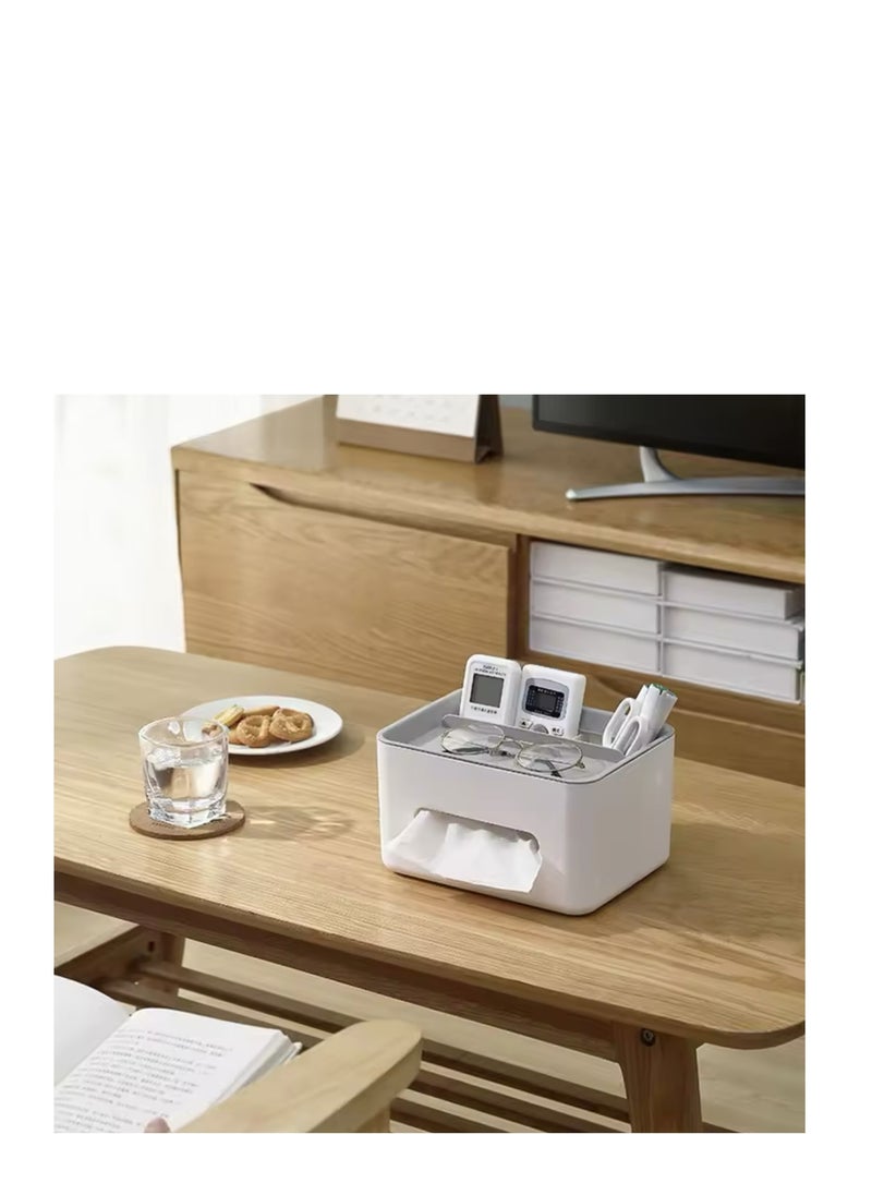 BLUE CORAL - Desktop Remote Control Storage Tissue Paper Box Car Mounted Home Bathroom Living Room Coffee Table Simple and Creative Multifunction - Image 1